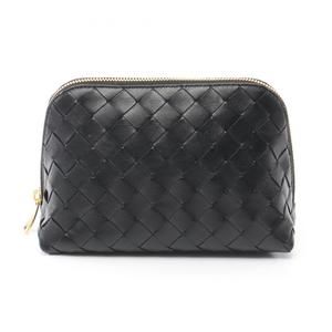 BOTTEGA VENETA Black Leather Intrecciato Pouch